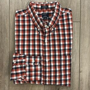 J. Crew New Slim Untucked Flex Wash Checkered Button Down Shirt Slimming Cut XL